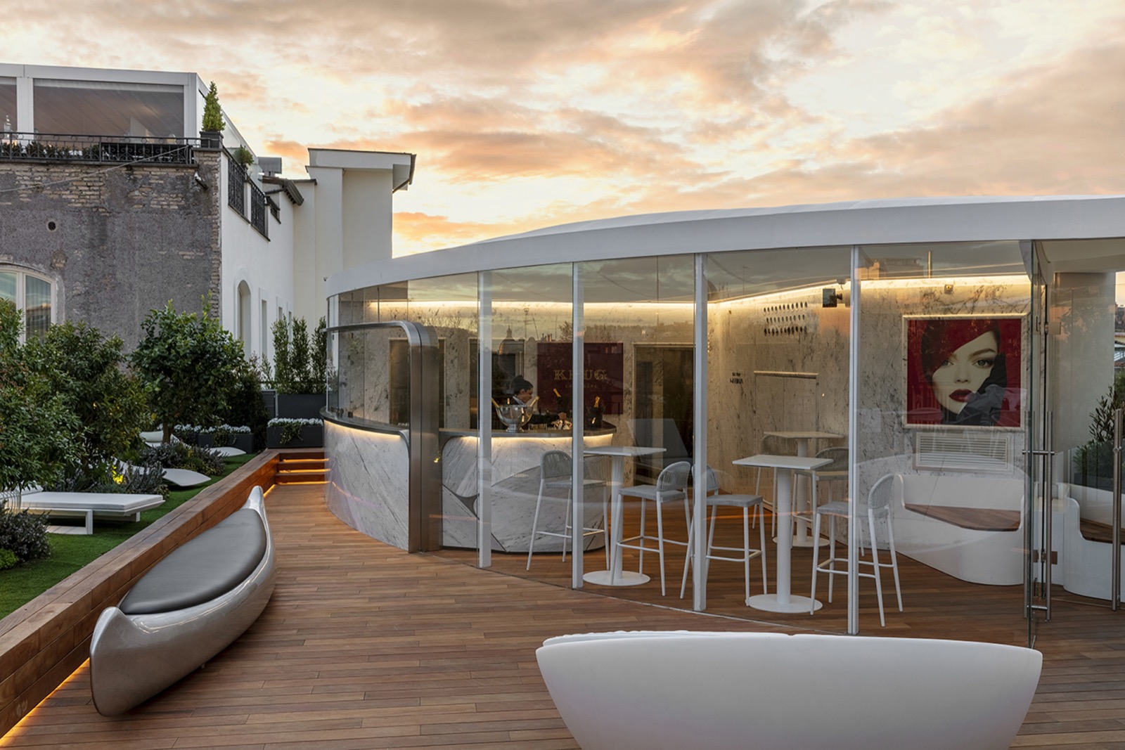 Руфтоп La Terrazza Krug с видом на Пьяцца дель Пополо